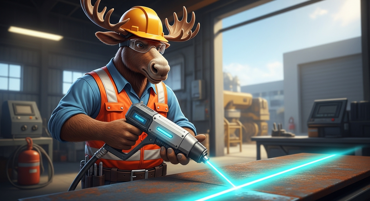 Professional moose using a laser cleaning tool for Oxide Zero